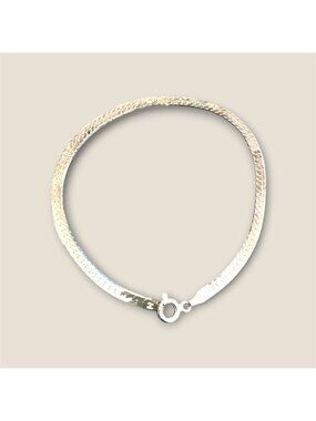 Sterling Silver Herringbone Bracelet 7 Inches Italy Polished Elegant Jewelry Gif